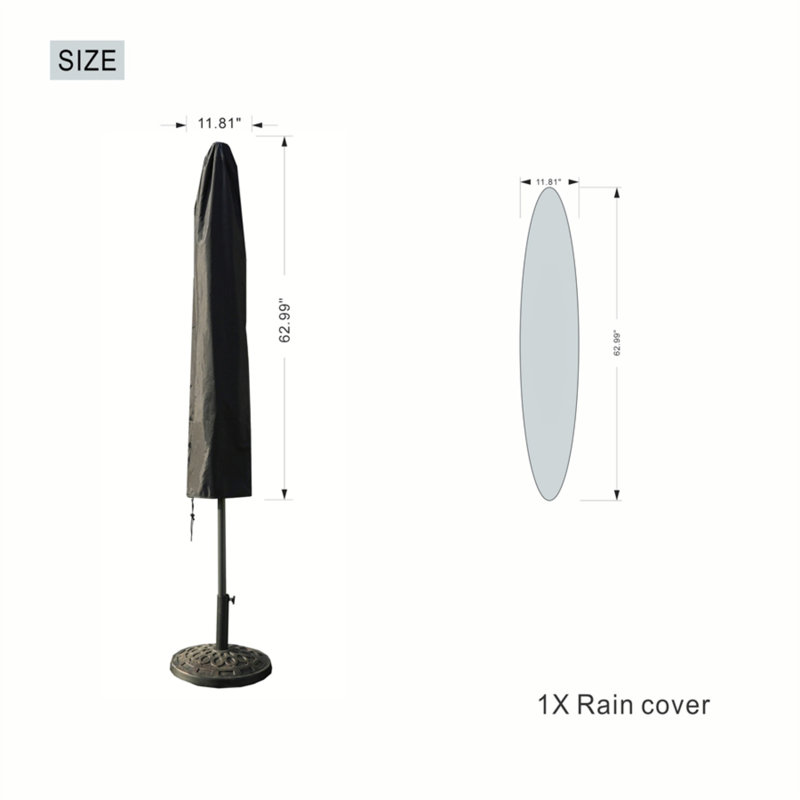 Black Waterproof Umbrella Cover – 30X160cm With Zipper, Spring Buckle, Sealed Seams, PVC Coated Polyester Fabric
