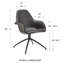 Fauteuil Nikas en similicuir doux gris foncé avec base pivotante noire - ensemble de 1