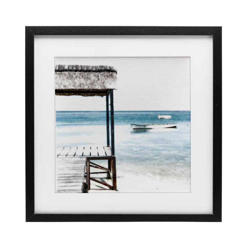 «Calm Waters Beach Coast», reproduction encadrée sous verre, conception de Noah Bay, Cadre noir minuit, H 16 po x l 16 po