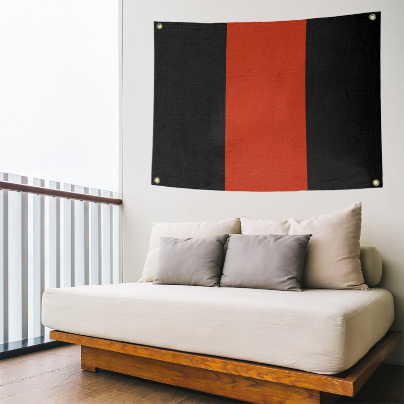 Tapisserie de polyester Calgary, Noir / rouge / noir, H 50 po x l 59 po x P 1 po