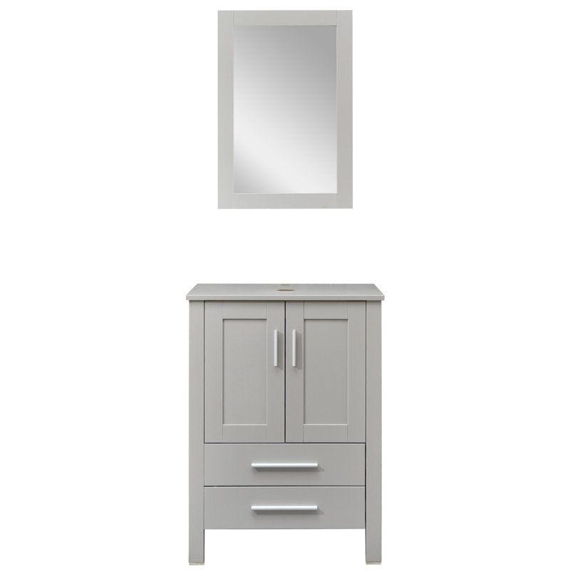24 po X P 20 po P 32 po Meuble-lavabo gris H avec comptoir à surface solide gris