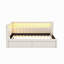 Lit plateforme tapissier simple avec ports USB, éclairage à DEL et 2 tiroirs de rangement - Structure de lit simple peu encombrante, blanc-314631455