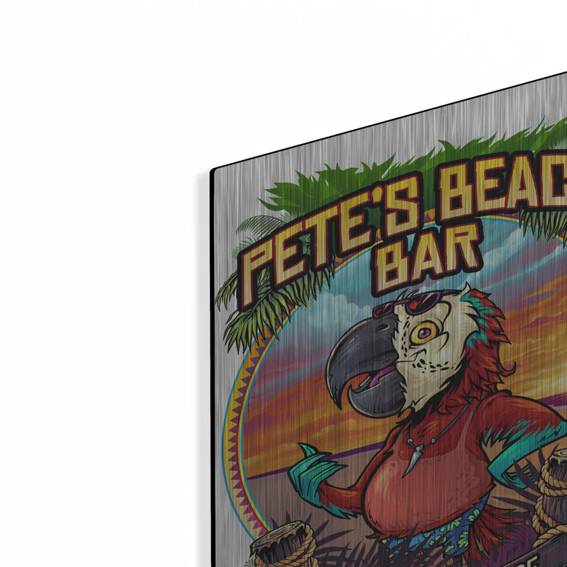 «Pete's Beach Bar» par Flyland Designs, art mural en métal, 12 po x 16 po