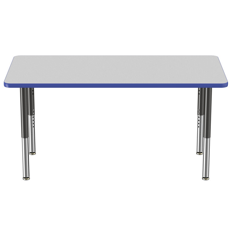Table d'activité rectangulaire à hauteur réglable en forme de T, Gris/Bleu/Noir, Super, 24 po x 72 po