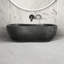 Lavabo vasque en marbre gris foncé, conception à vagues organiques 23,6 po, monobloc massif, finition mate pour salle de bain