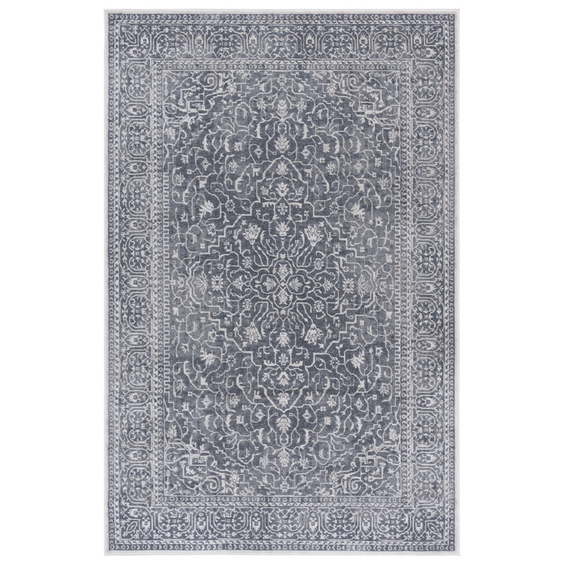 Calidia Power Loom Dark Gray/Cream Rug, Rectangle 5'1" x 7'6"