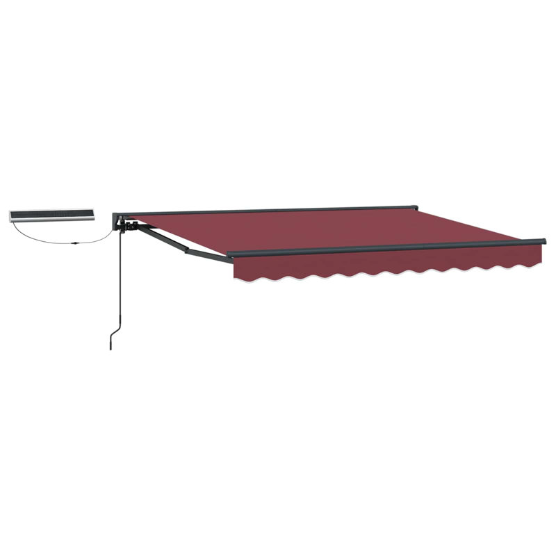 VidaXL Polyester Cover Retractable Patio Awning, 350cm W x 250cm D, No Pattern, Burgundy/Black