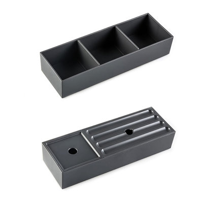 Dark Grey Abs Storage For Kitchen Drawers - 2, Multi With Smooth Dual Lids & Partitions 2 Boxes Grey, User- And Partition Boards