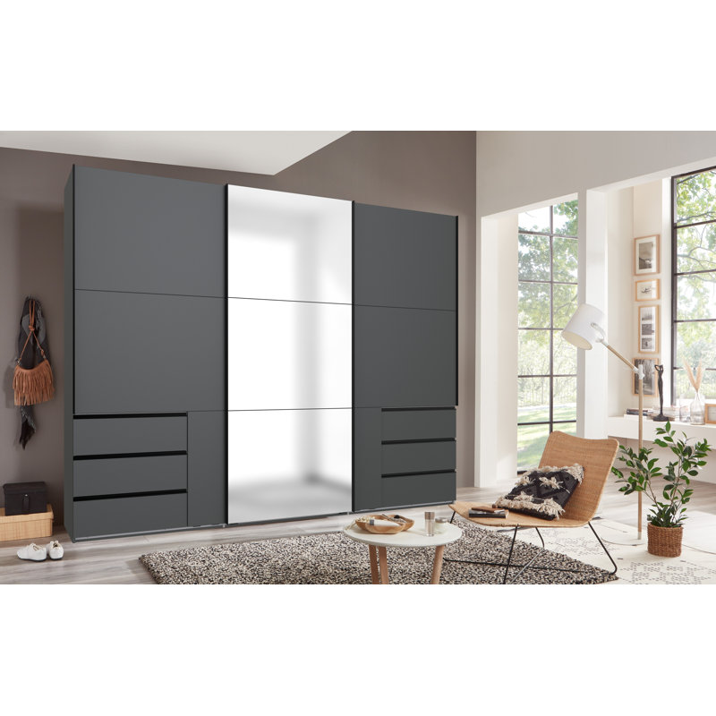 Guardino 3 Door Wardrobe, 236cm H x 300cm W x 65cm D, Graphite