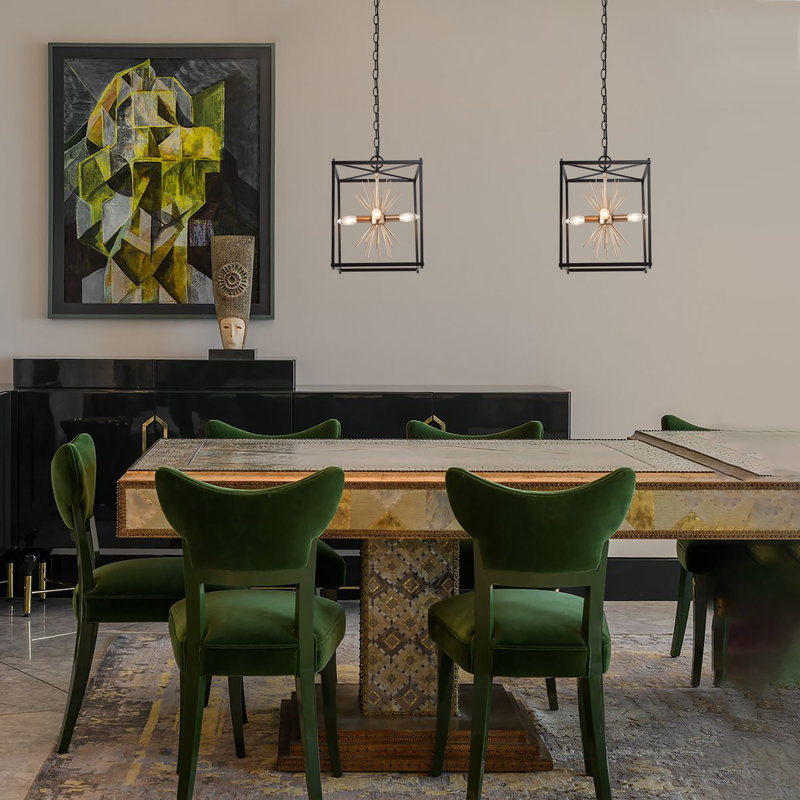 Luminaire suspendu carré / rectangulaire à 4 lumières Modern Farmhouse