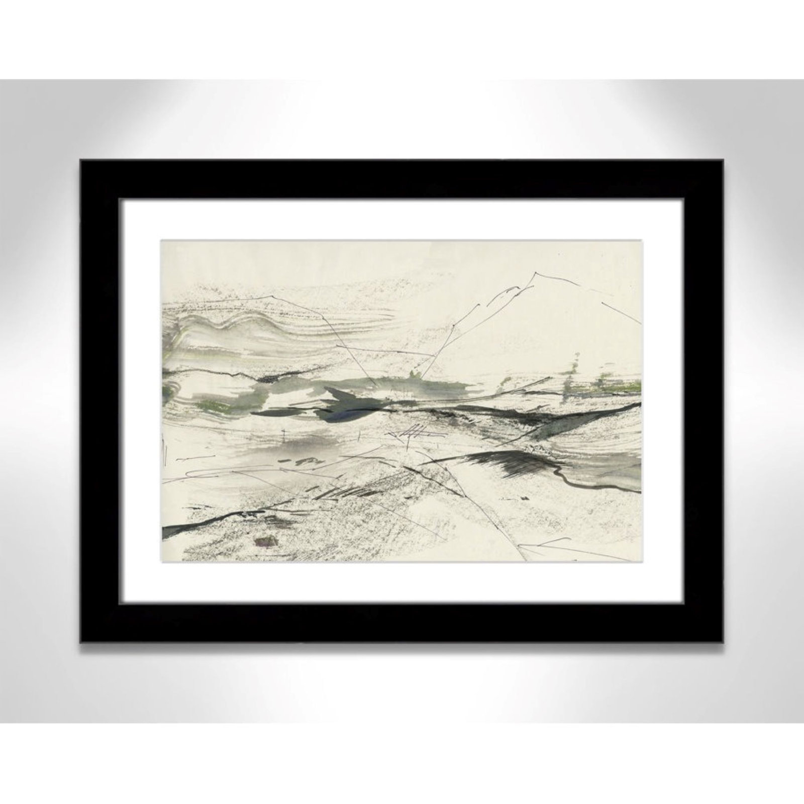 Green Sketches Print by PI Studio, 18.5" H x 24.5" W x 1.25" D, Black Cube Picture Framed, White
