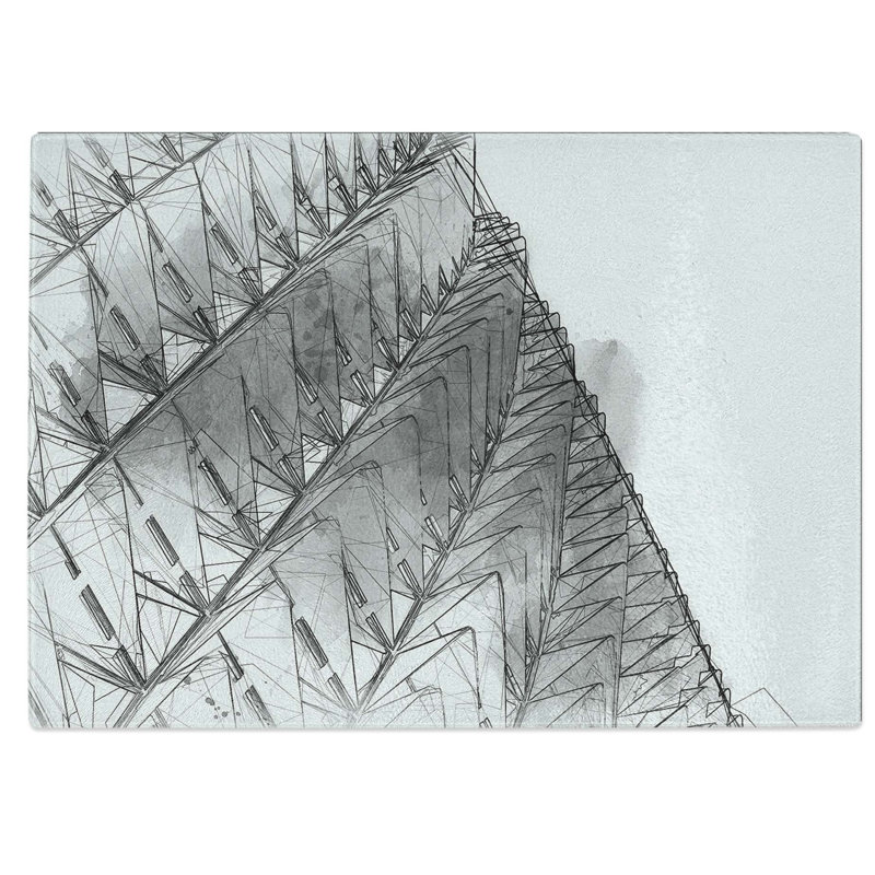 Tempered Glass Architecture Sketch Vol.36 Chopping Board, 28.5 cm W x 20 cm L