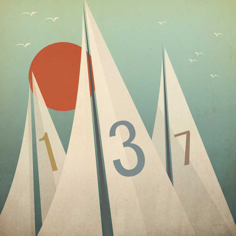Voiles VII avec soleil - reproduction sur toile, H 20 po x l 20 po x P 1,25 po