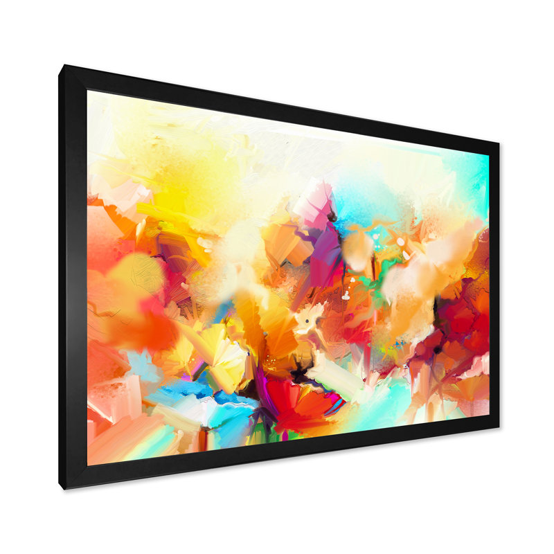 Abstrait pinceau printanier, bouquet de fleurs de printemps - œuvre d'art traditionnelle sur toile, H 8 po x l 12 po x P 1 po