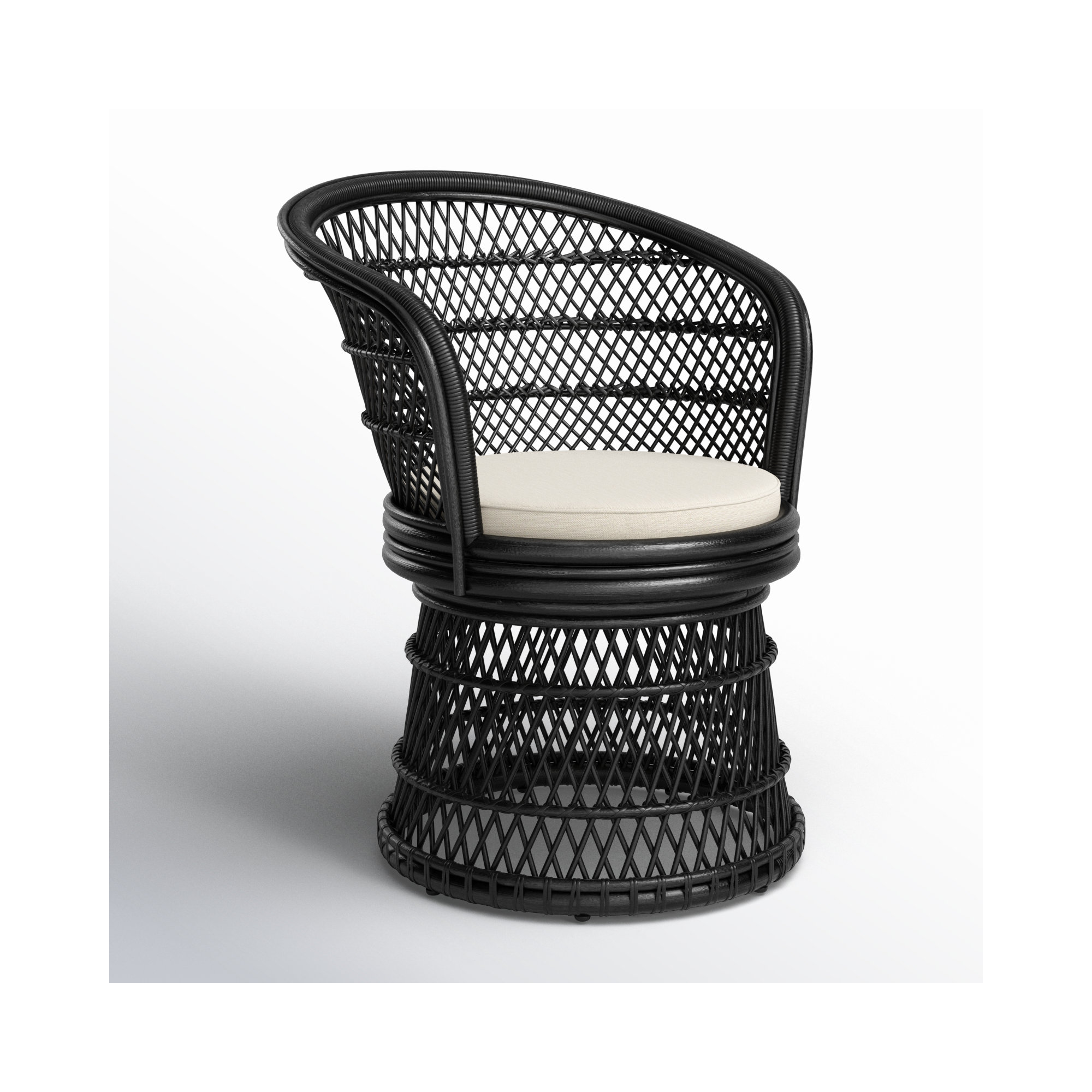 Rochellt Upholstered Swivel Accent Chair, Black
