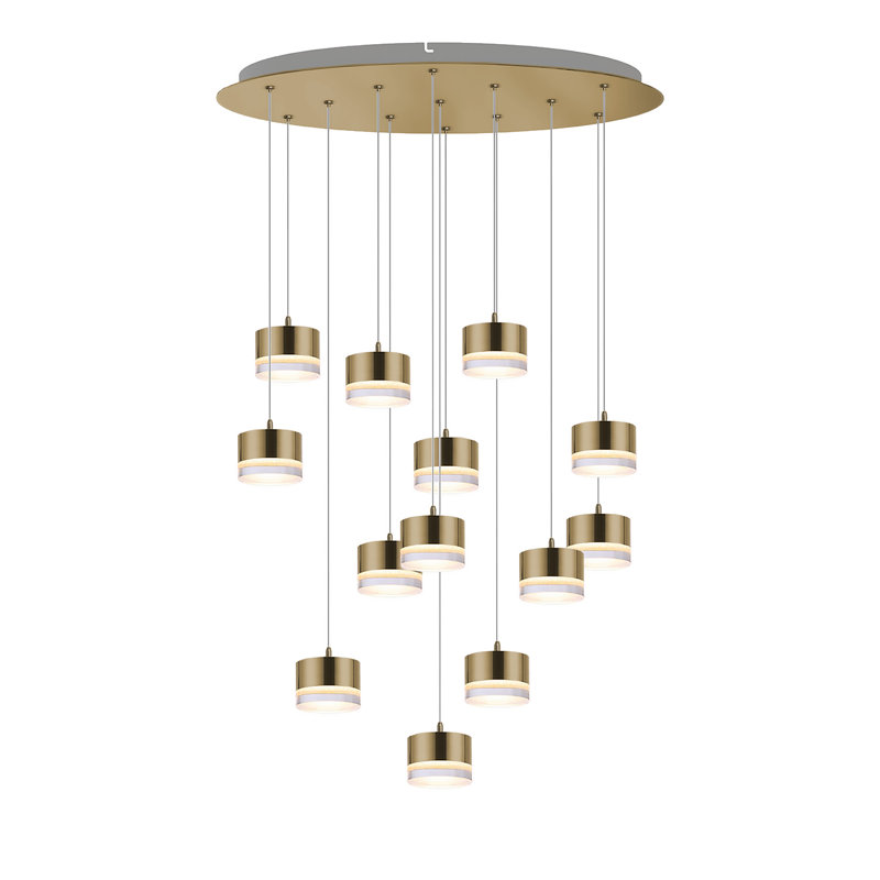 Luminaire suspendu tambour 13 lumières Barnsdall, Laiton brossé