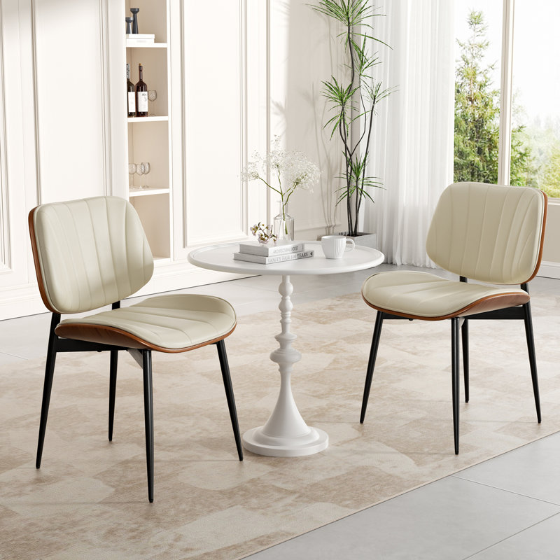 Stylish Faux Leather Dining Chairs: Elegant Side Chairs For Dining Rooms, Kitchens, And Living Spaces, 6, Beige