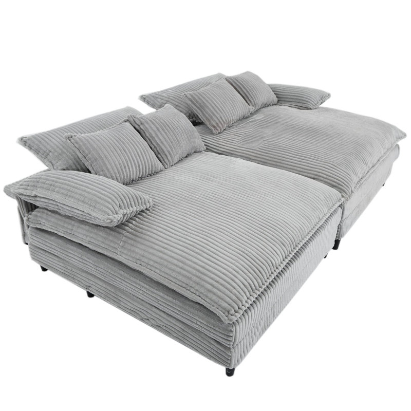 Méridienne surdimensionnée double l 109 po, Gris