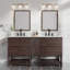 Meuble-lavabo à double cuve 60 ", finition noyer antique, armoire en bois massif Farmhouse