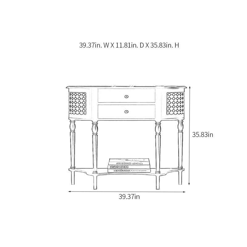 Console moderne semi-circulaire, H 35,83 po x l 39,37 po x P 11,81 po