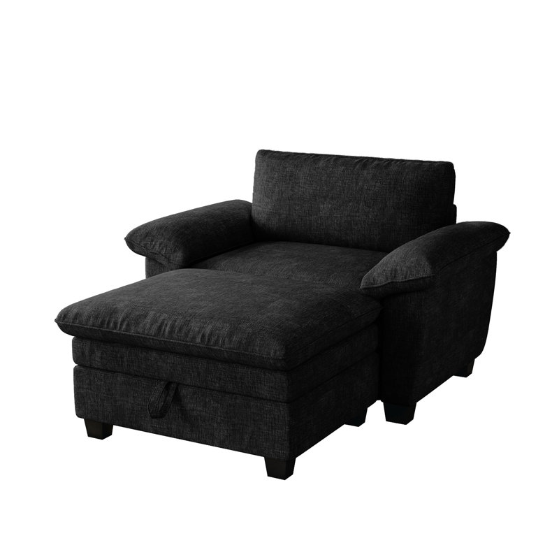 Canapé rembourré de 51 po de largeur, Chenille noir
