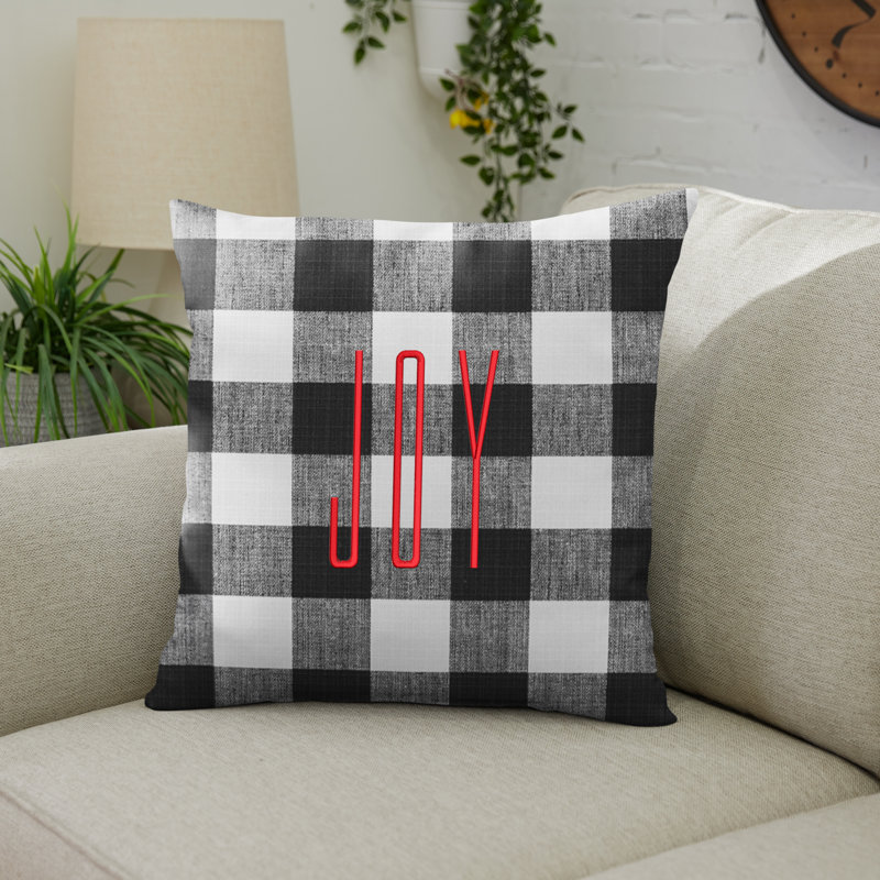  Housse de coussin d'extérieur carré Joy, Noir / rouge