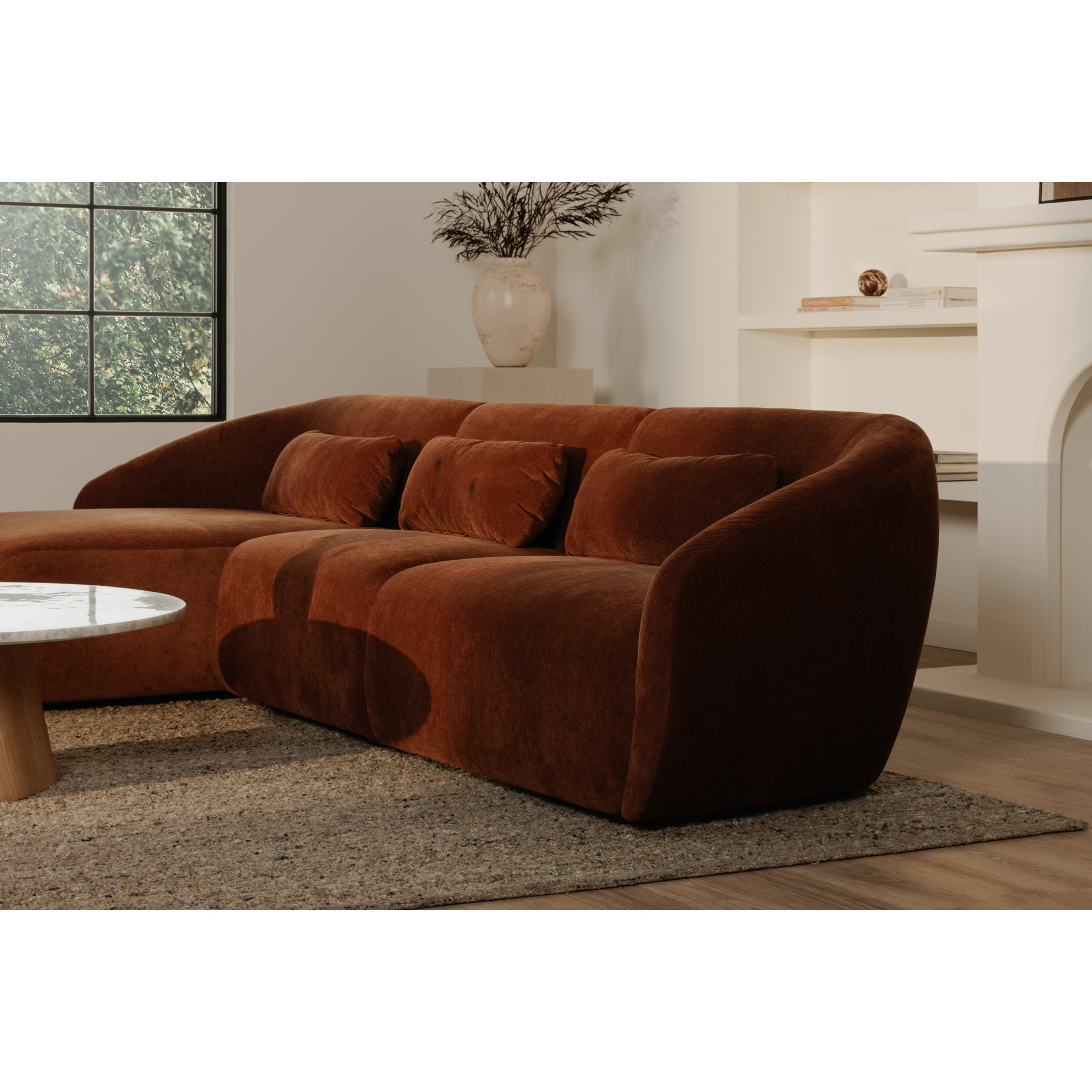 Anson Upholstered Left Arm Chaise, Chestnut Brown