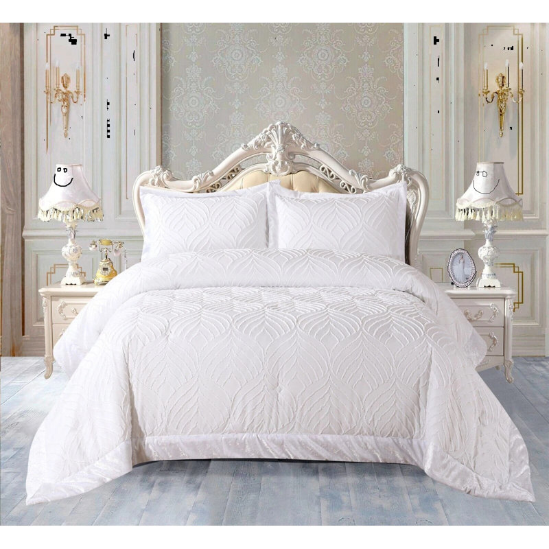 Microfiber Bedspread with Pillow Shams Included, White
