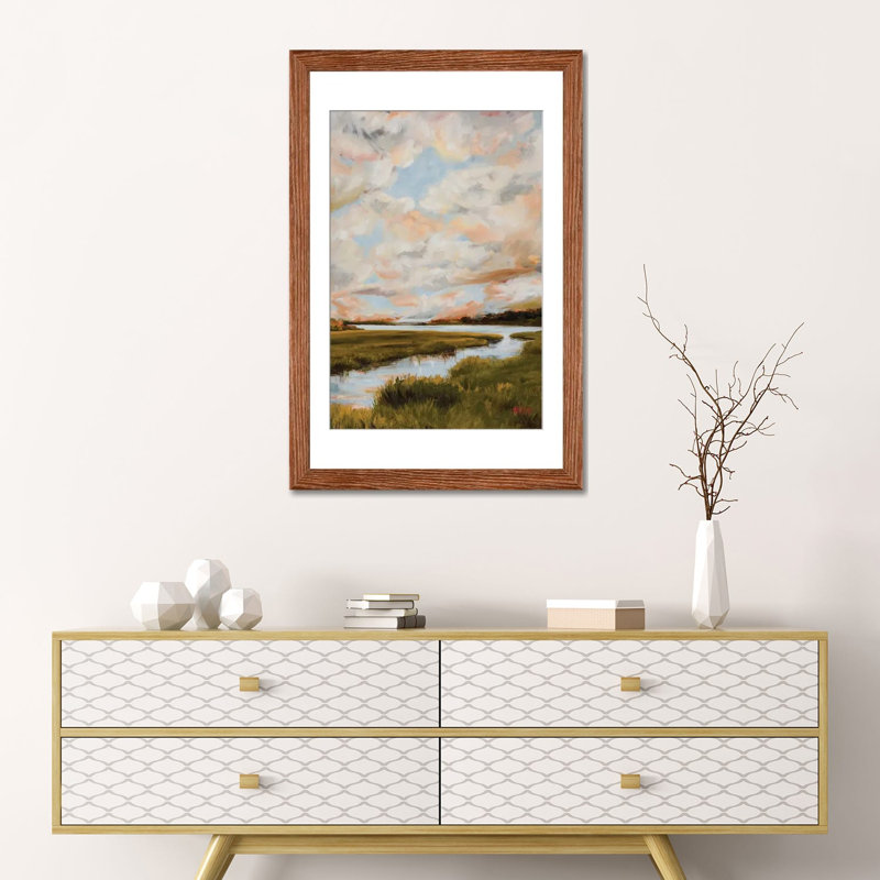 Warm Clouds Over The Marsh by April Moffatt iCanvas, 24" H x 16" W x 1" D, Classic Wood Open Corner Frame Paper