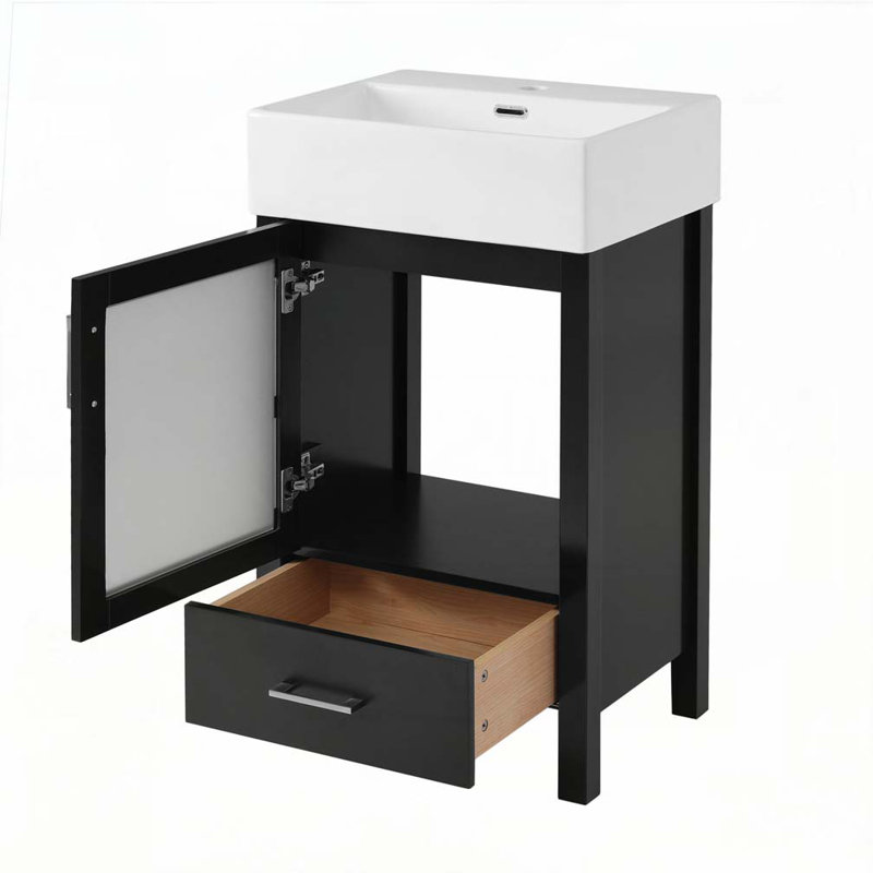 Meuble-lavabo de salle de bain avec lavabo en céramique