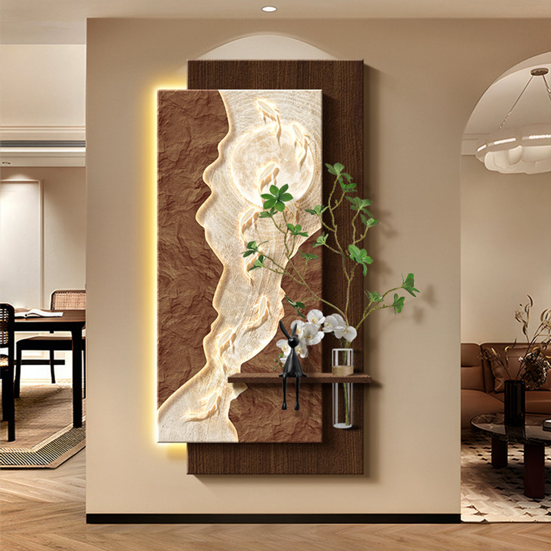 Art mural brun en grès manufacturé, H 47,24 po x l 23,62 po, Brun foncé / Beige