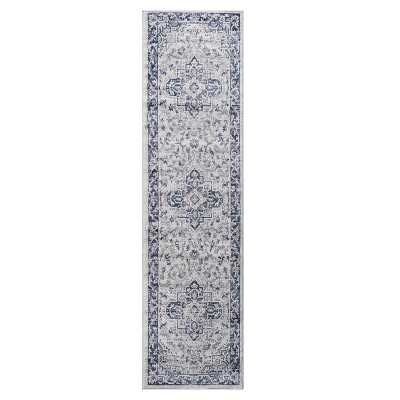 Loom & Collection Area Rug 2X8 - Blue/Grey/, Non-Shedding, Stain , For Living Room, Bedroom, Dining Room Glamour Stylish In Blue/Grey/ , Bedroom Chic