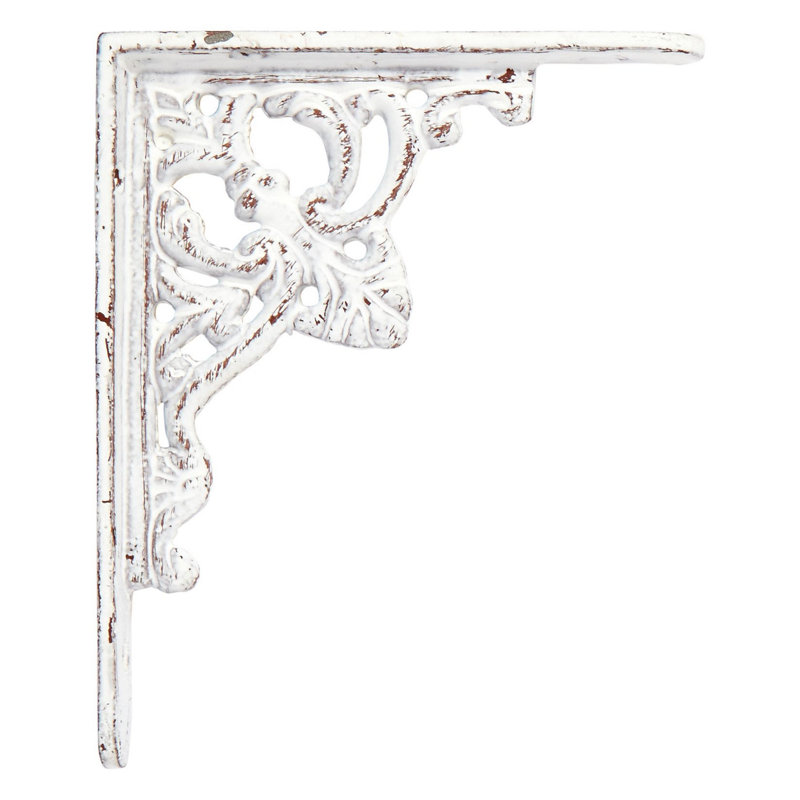 Fleur De Lis Cast Iron Shelf Bracket, 5.25" H x 4.25" W x 0.75" D, Black Powder Coat