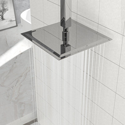 10" Square Rainfall Shower Head, Wall/Ceiling Mounted