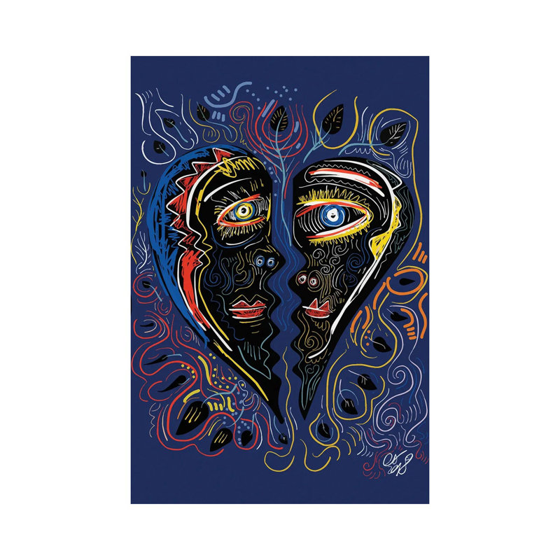 Black Masks Of Love In The Night by Emmanuel Signorino - Wrapped Canvas Print, 20.32 cm H x 30.48 cm W