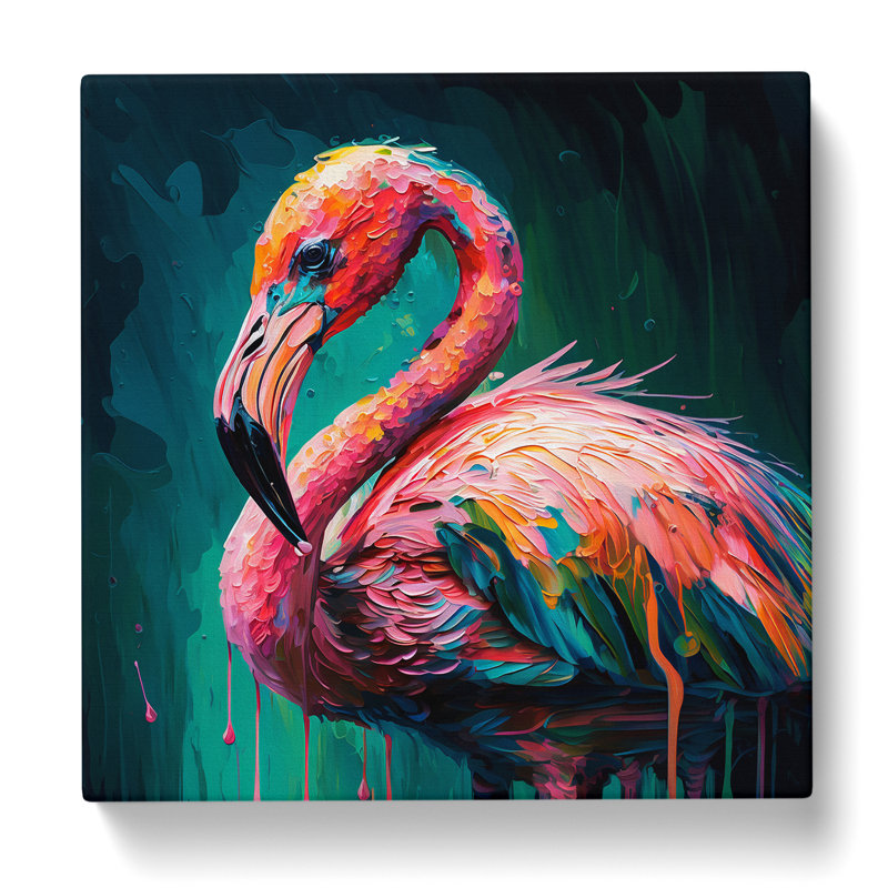 Flamingo Palette Knife Painting - Print