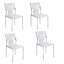 Ensemble de quatre chaises d'appoint en métal et cuir blanc et argent-117969952