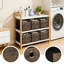 Ensemble de 6 cubes de rangement en tissu avec imprimé grain de bois, bacs pliables épaissis pour tablettes, garde-robe et rangement à domicile, organisateurs de cubes de 13 pouces-2038757676-2038757677
