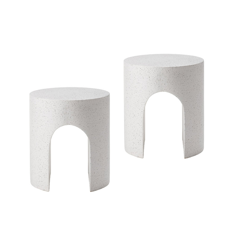 Table d'appoint Arch Cylindre Mgo, blanc moucheté, 2, Blanc