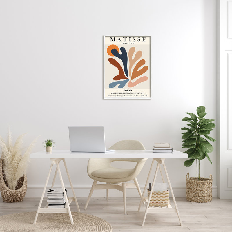 Matisse abstraite, formes découpées, peinture traditionnelle surdimensionnée encadrée sur blanc, art texturé par Ros Ruseva