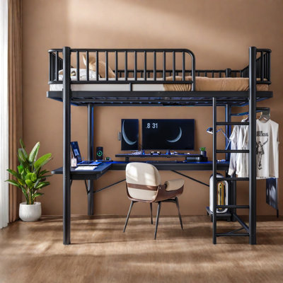 Multifunctional Beds With Storage, Full Metal Loft, Modern Small Home