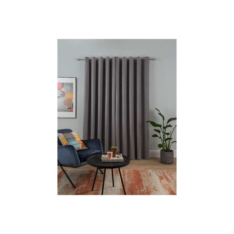 Ausia Blackout Curtain Panel Pair, Charcoal, 137cm H x 117cm W