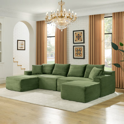Comfortable U-shaped Sofas, Plush Corduroy Modern Design For Living Room