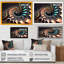 Fractal Wave en turquoise et or II - reproduction sur toile-87369092-87369095