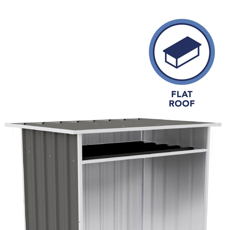 Woodland Gray Metal Firewood Storage Shed with Shelving