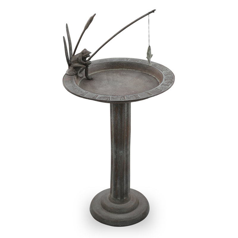 Fishing Frog Sundial / Birdbath
