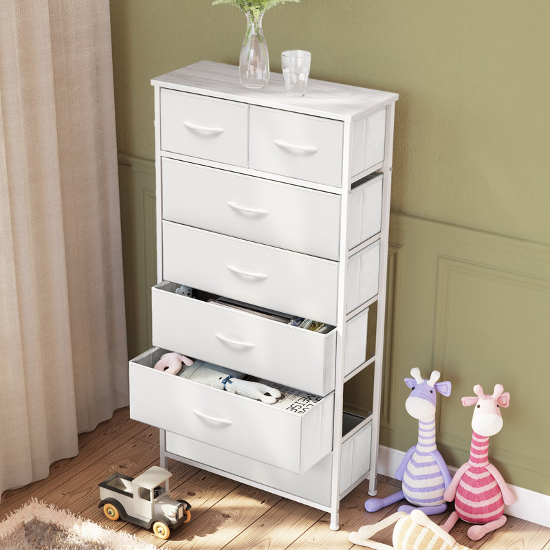 Commode de rangement 7 tiroirs Kirklan, Blanc