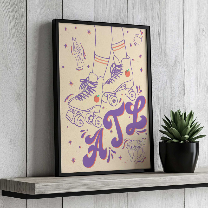 «ATL Rollerskate Illustration» par Deny Designs, reproduction d'art, 48 po x 36 po, Noir, Impression encadrée