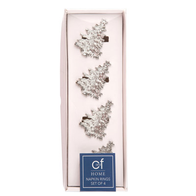 Metal Christmas Tree Napkin Ring Set of 4