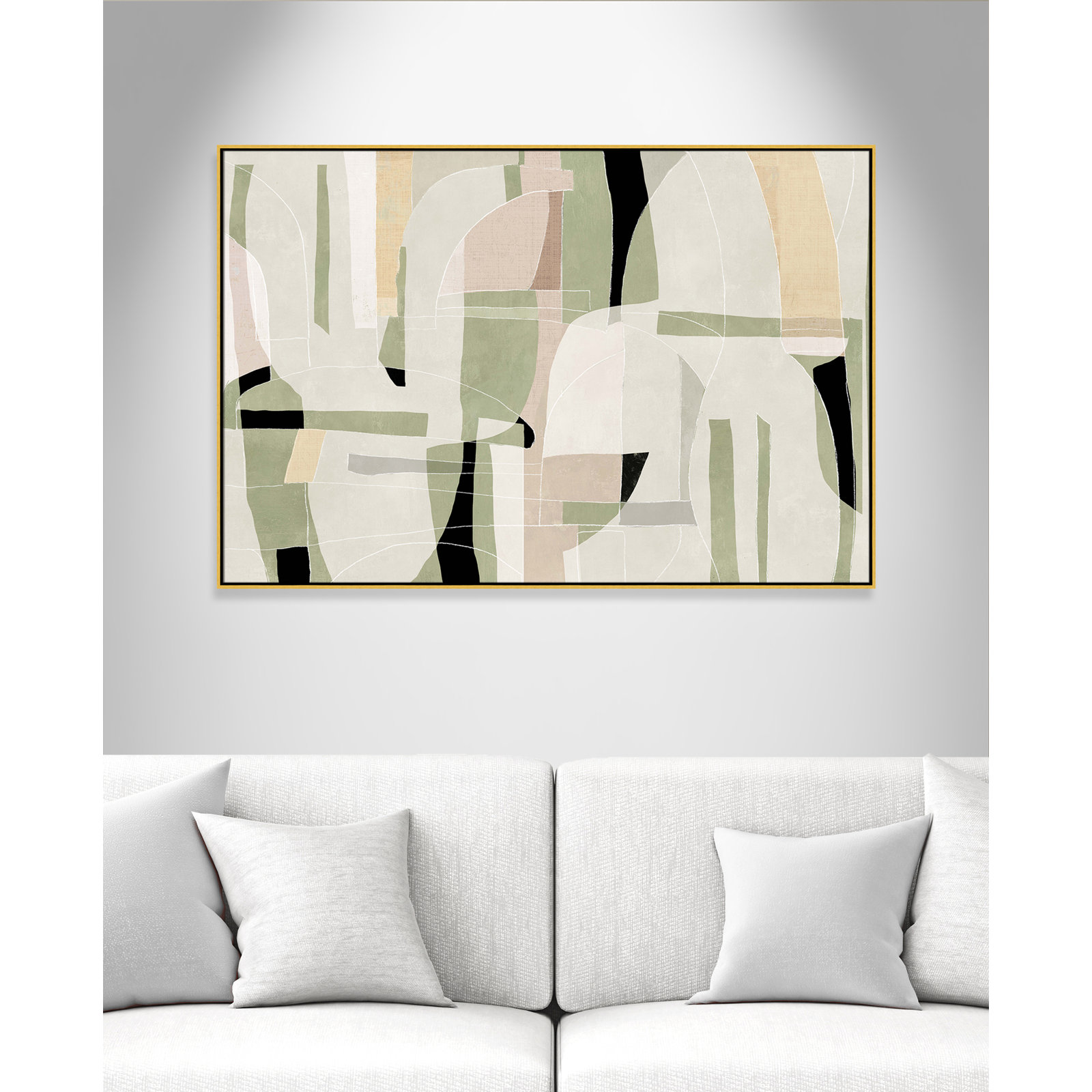 Sunny Barcelona - Floater Frame Canvas, 61.5" W x 41.5" H, Gold